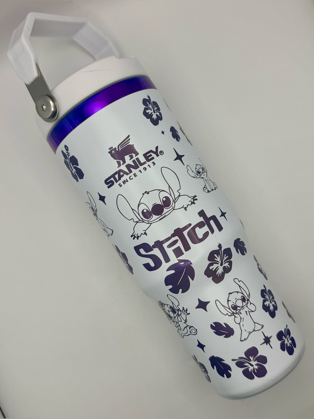 Stanley x Stitch 30 oz Flip Straw Insulated Tumbler - White with Purple